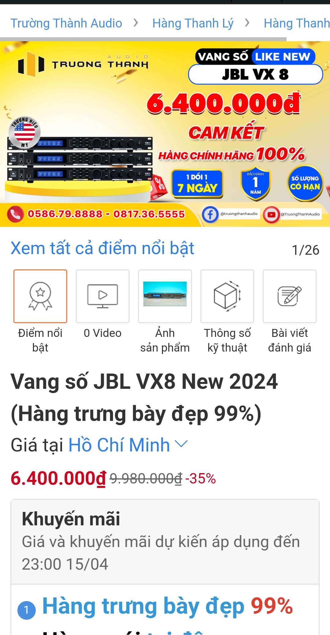 Khách hàng A tri đánh giá về sản phẩm Vang số JBL VX8 New 2024 (Hàng trưng bày đẹp 99%)